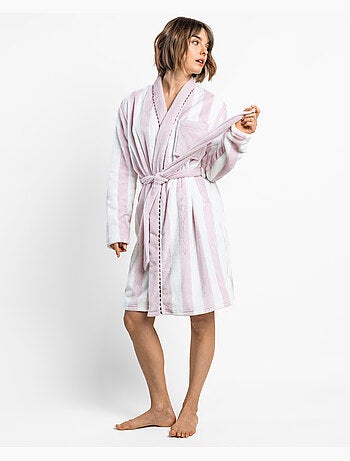 ADMAS CLASSIC Vestaglia da donna calda a maniche lunghe con righe chiare