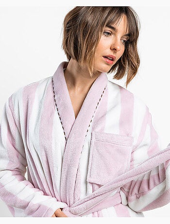 ADMAS CLASSIC Vestaglia da donna calda a maniche lunghe con righe chiare