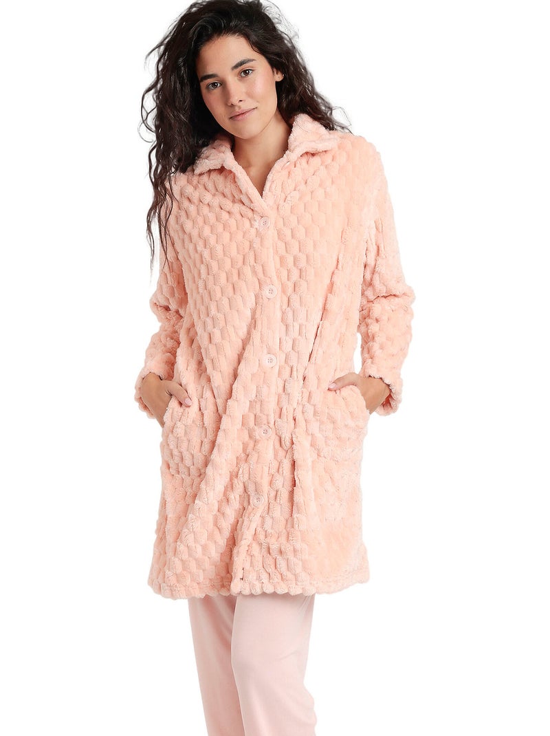 ADMAS CLASSIC Vestaglia da notte calda e morbida a maniche lunghe da donna Arancione corallo - Kiabi