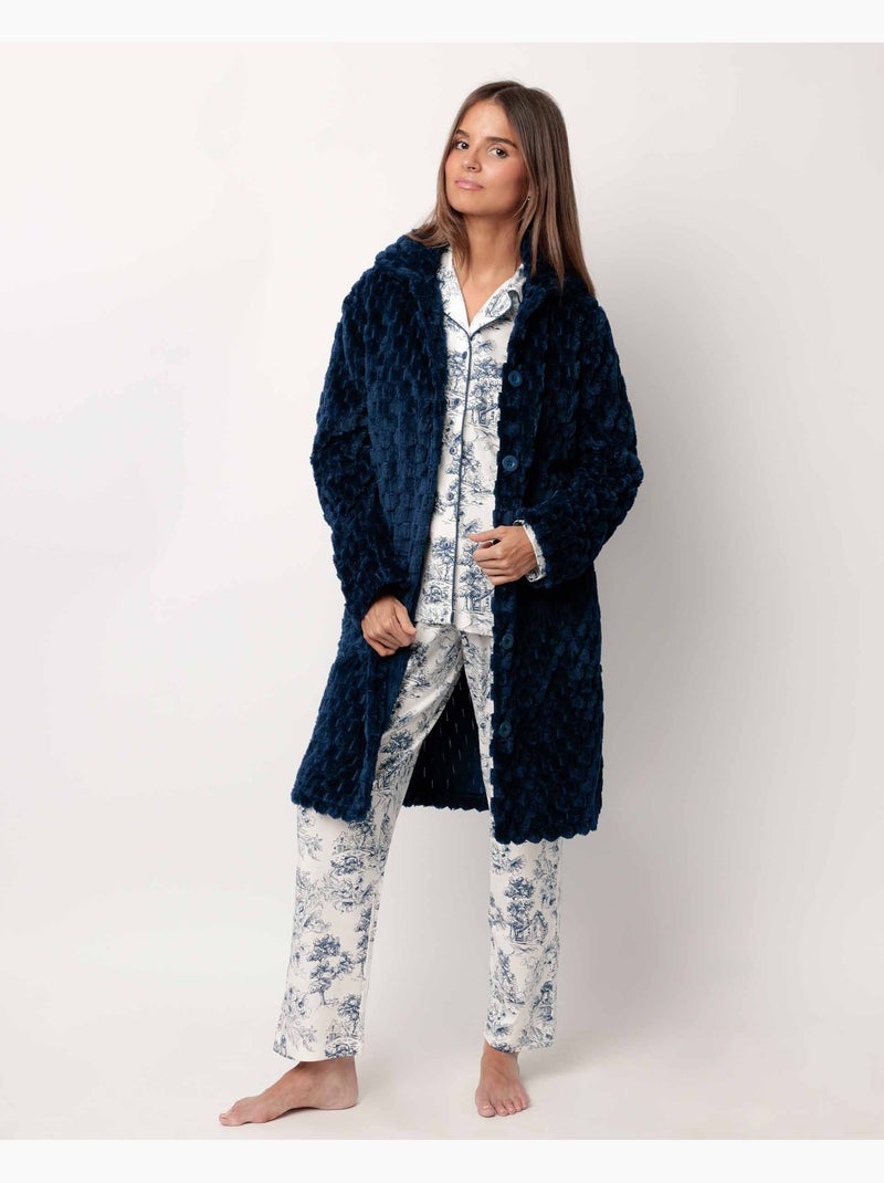 ADMAS CLASSIC Vestaglia da notte calda e morbida a maniche lunghe da donna Blu - Kiabi