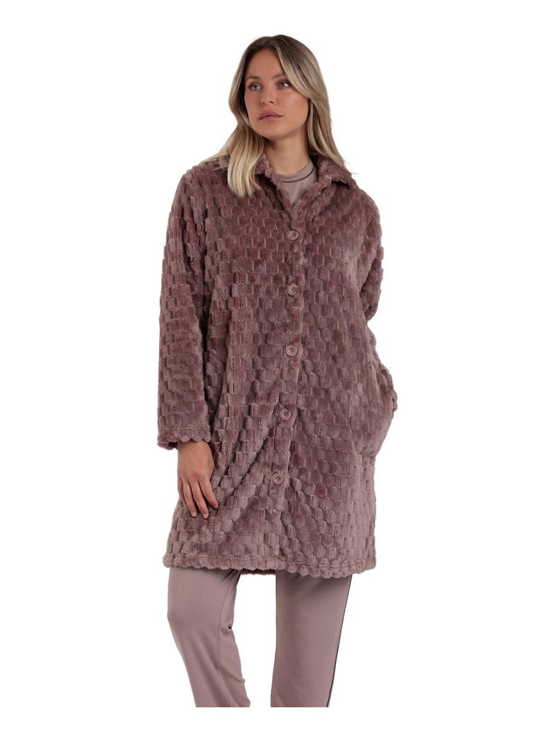 ADMAS CLASSIC Vestaglia da notte calda e morbida a maniche lunghe da donna Marrone - Kiabi