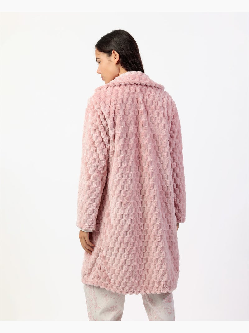 ADMAS CLASSIC Vestaglia da notte calda e morbida a maniche lunghe da donna Rosa pallido - Kiabi
