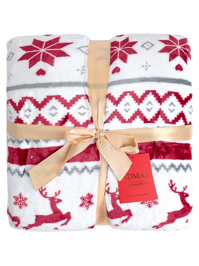 ADMAS Coperta bifacciale Corel Season Border Rosso - Kiabi
