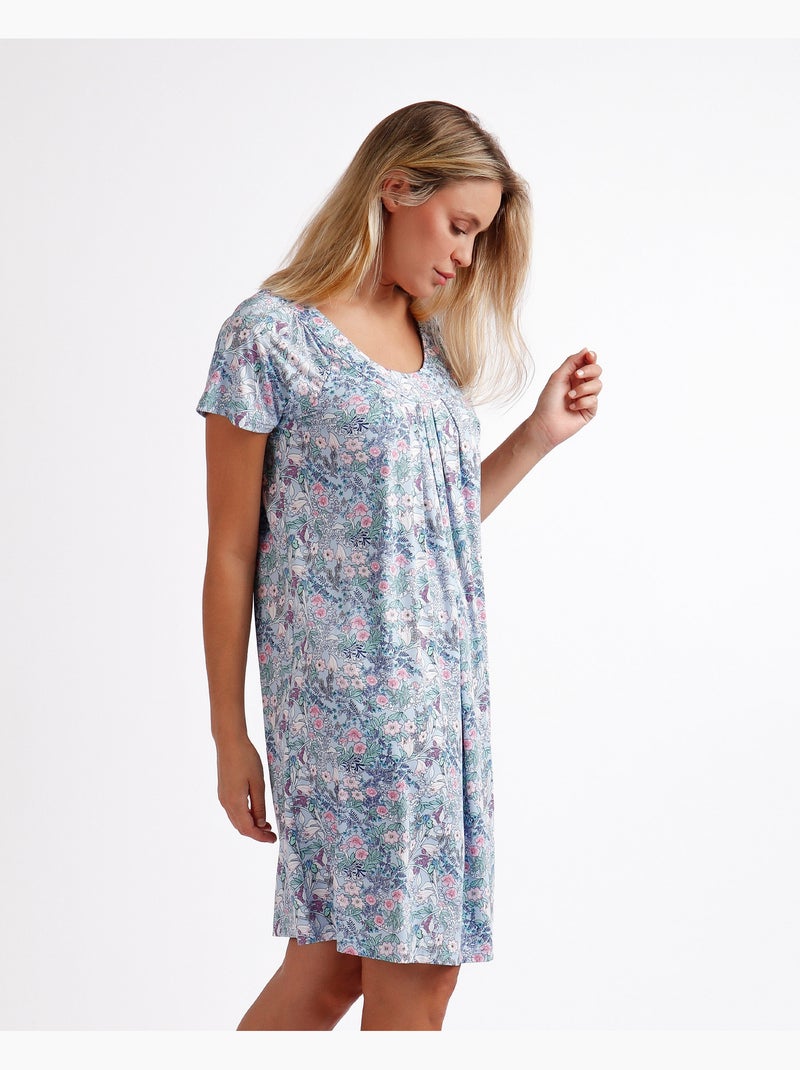 ADMAS GARDEN Canotta a maniche corte con motivo floreale classico da donna Blu - Kiabi
