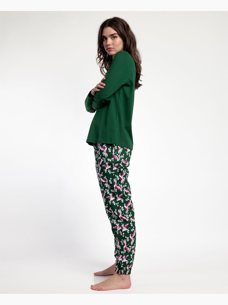 ADMAS GARDEN Pigiama a maniche lunghe da donna Wild Nature Verde - Kiabi