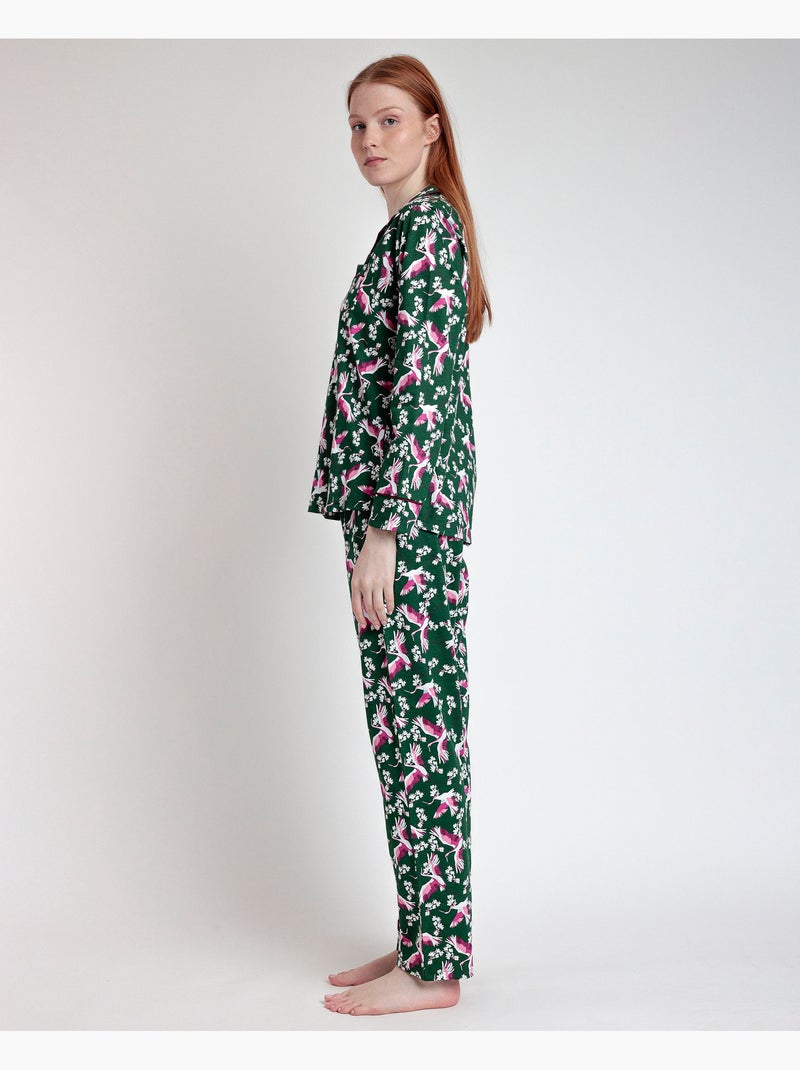 ADMAS GARDEN Pigiama aperto a maniche lunghe da donna Wild Nature Verde - Kiabi