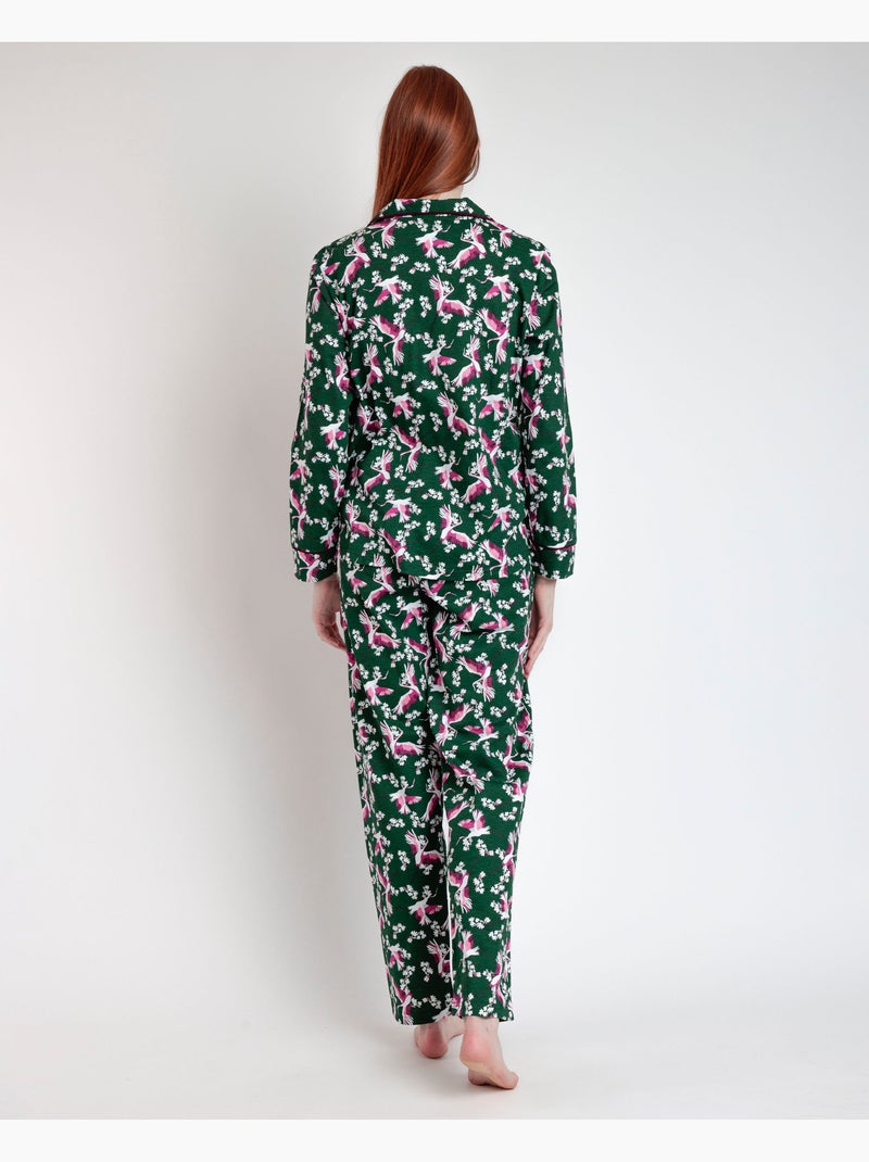 ADMAS GARDEN Pigiama aperto a maniche lunghe da donna Wild Nature Verde - Kiabi
