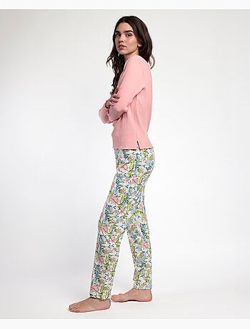 ADMAS GARDEN Pijama Manga Large Tapeta Autunno Giardino per Donna