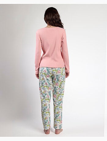 ADMAS GARDEN Pijama Manga Large Tapeta Autunno Giardino per Donna