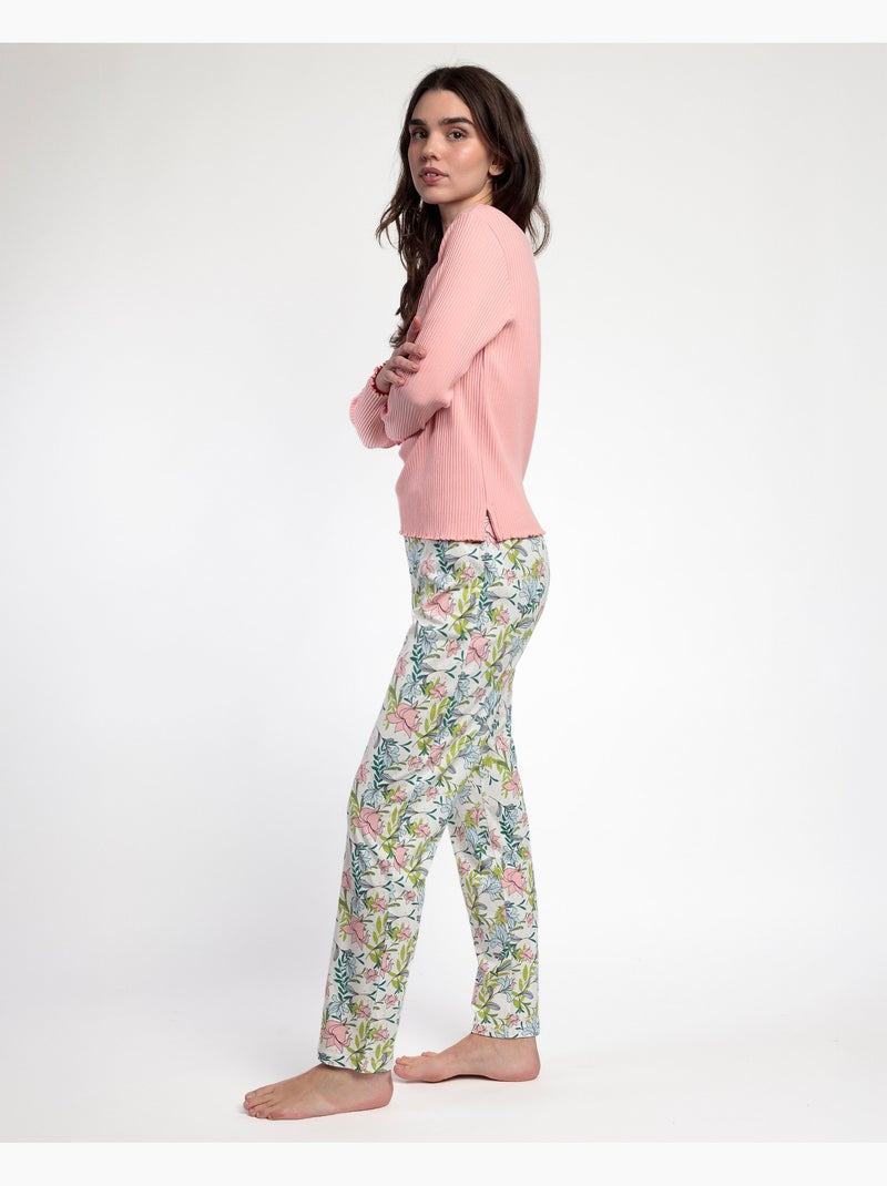 ADMAS GARDEN Pijama Manga Large Tapeta Autunno Giardino per Donna Rosa - Kiabi