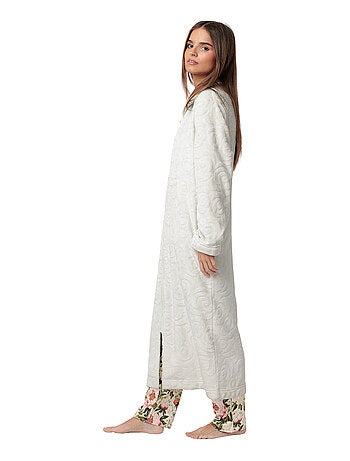 ADMAS GARDEN Vestaglia calda a maniche lunghe in jacquard con motivo a rose da donna