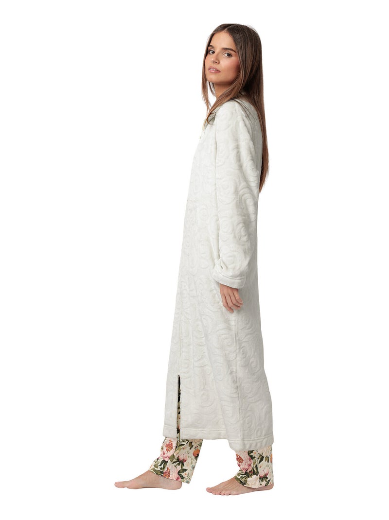 ADMAS GARDEN Vestaglia calda a maniche lunghe in jacquard con motivo a rose da donna Grigio - Kiabi