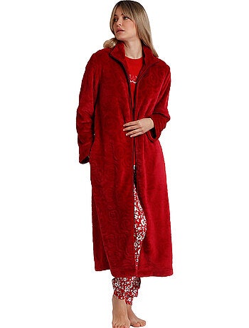 ADMAS GARDEN Vestaglia calda a maniche lunghe in jacquard con motivo a rose da donna