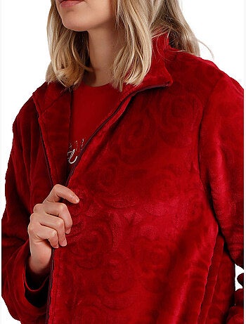 ADMAS GARDEN Vestaglia calda a maniche lunghe in jacquard con motivo a rose da donna