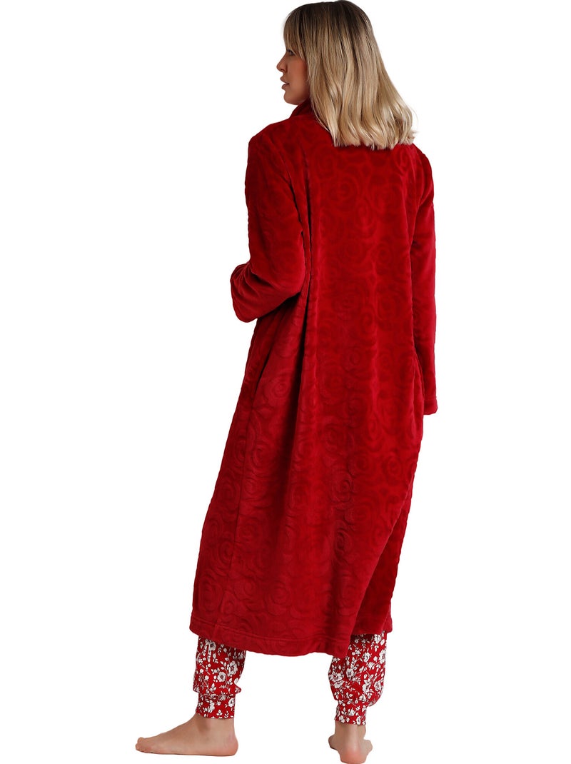 ADMAS GARDEN Vestaglia calda a maniche lunghe in jacquard con motivo a rose da donna Rosso - Kiabi