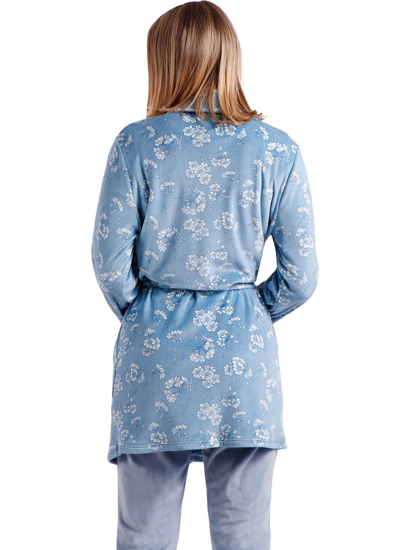 ADMAS GARDEN Vestaglia floreale bianca a maniche lunghe da donna Blu - Kiabi