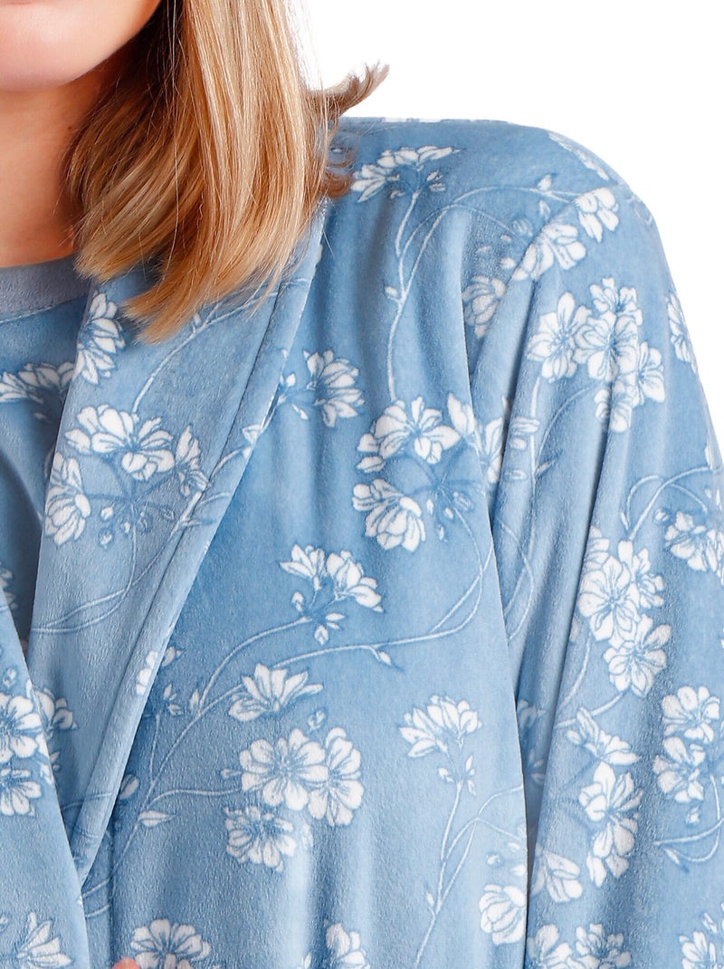 ADMAS GARDEN Vestaglia floreale bianca a maniche lunghe da donna Blu - Kiabi