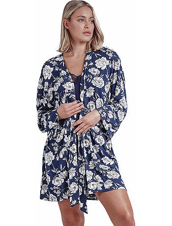 ADMAS GARDEN Vestaglia floreale blu navy a maniche lunghe da donna