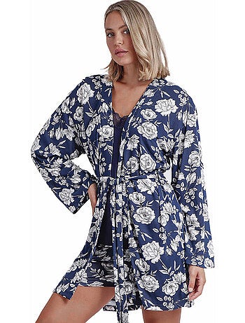 ADMAS GARDEN Vestaglia floreale blu navy a maniche lunghe da donna