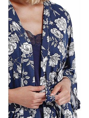 ADMAS GARDEN Vestaglia floreale blu navy a maniche lunghe da donna