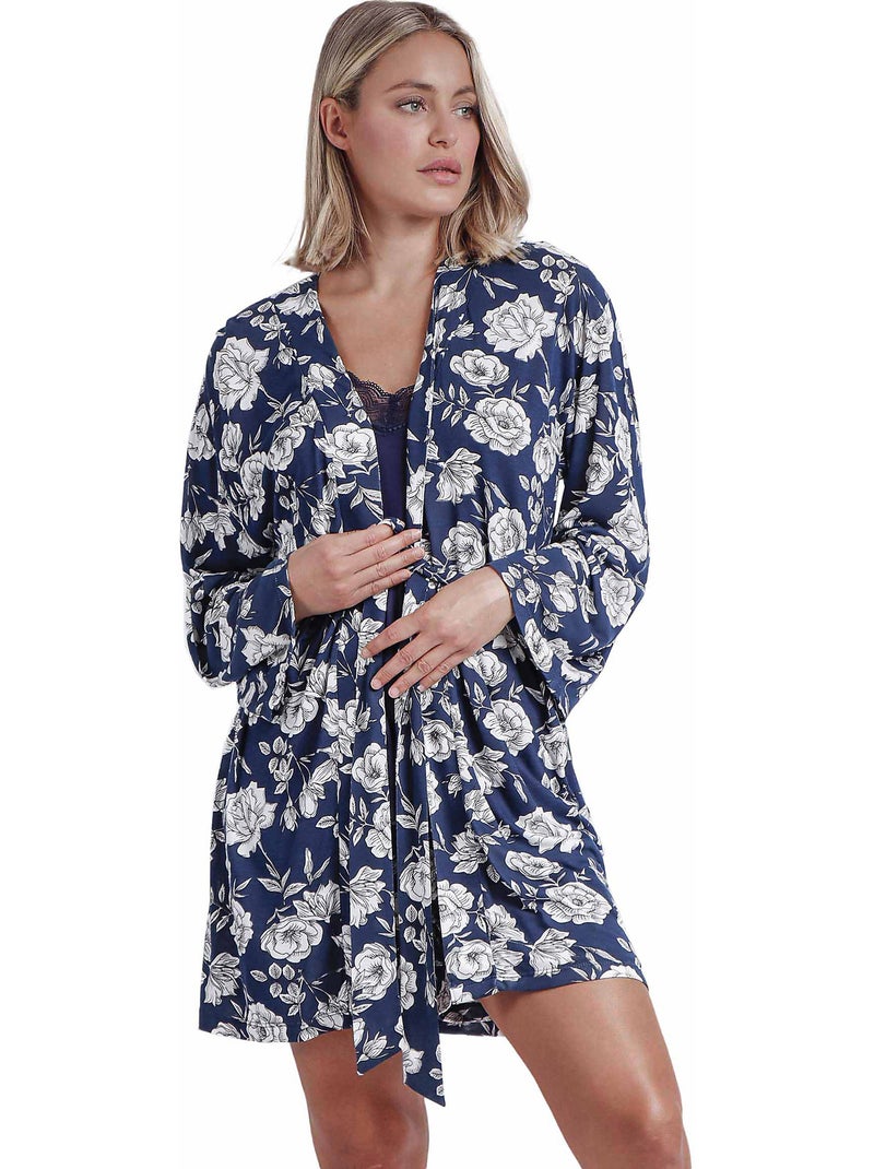 ADMAS GARDEN Vestaglia floreale blu navy a maniche lunghe da donna Blu marino - Kiabi