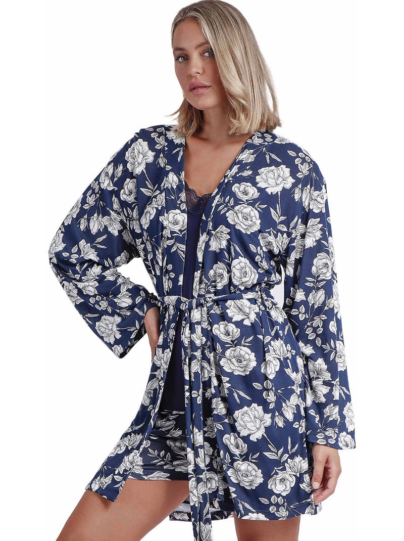ADMAS GARDEN Vestaglia floreale blu navy a maniche lunghe da donna Blu marino - Kiabi