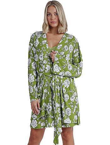 ADMAS GARDEN Vestaglia floreale blu navy a maniche lunghe da donna