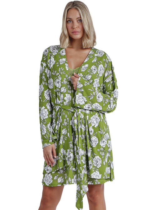 ADMAS GARDEN Vestaglia floreale blu navy a maniche lunghe da donna - Kiabi ADMAS GARDEN Vestaglia floreale blu navy a maniche lunghe da donna - Kiabi