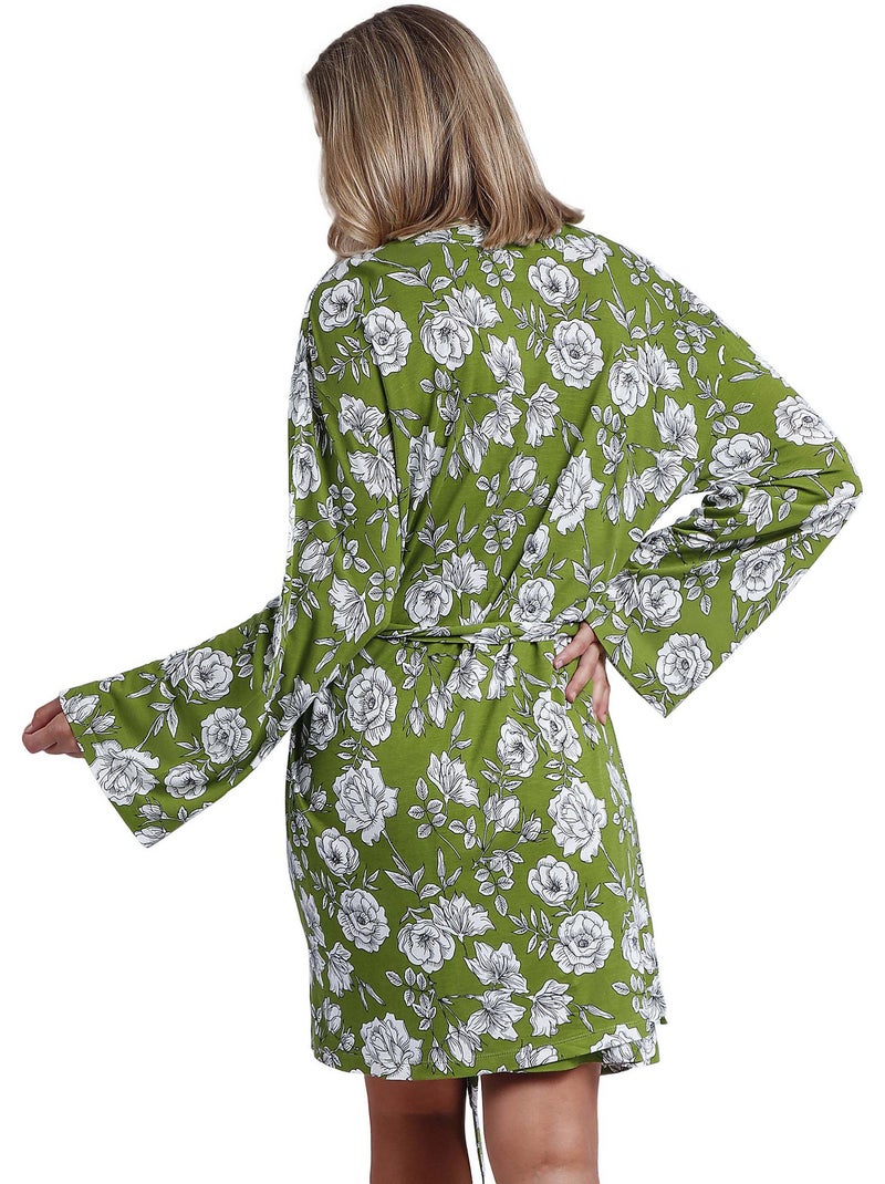 ADMAS GARDEN Vestaglia floreale blu navy a maniche lunghe da donna Verde - Kiabi
