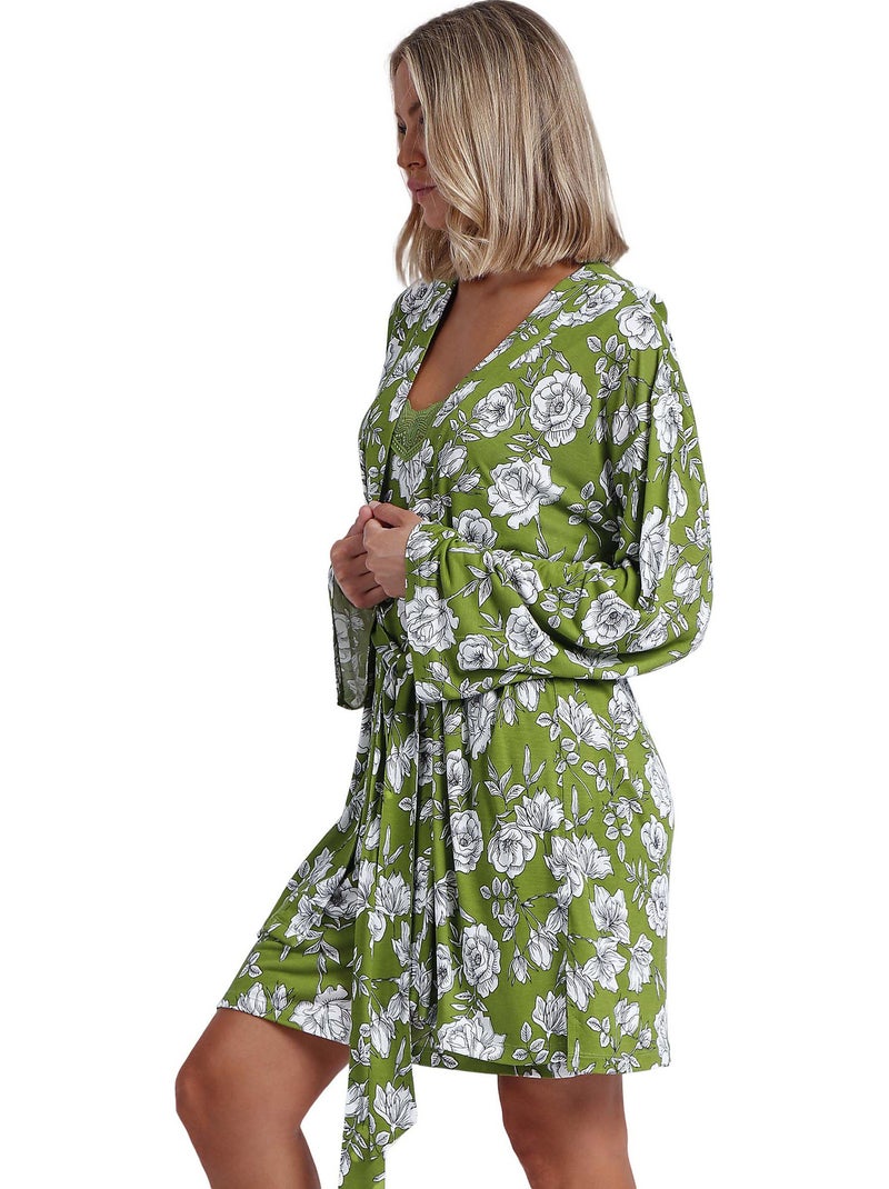 ADMAS GARDEN Vestaglia floreale blu navy a maniche lunghe da donna Verde - Kiabi