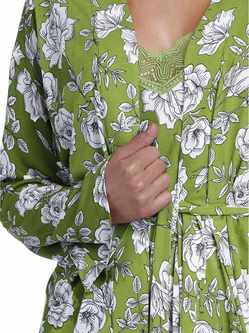 ADMAS GARDEN Vestaglia floreale blu navy a maniche lunghe da donna - Kiabi ADMAS GARDEN Vestaglia floreale blu navy a maniche lunghe da donna - Kiabi