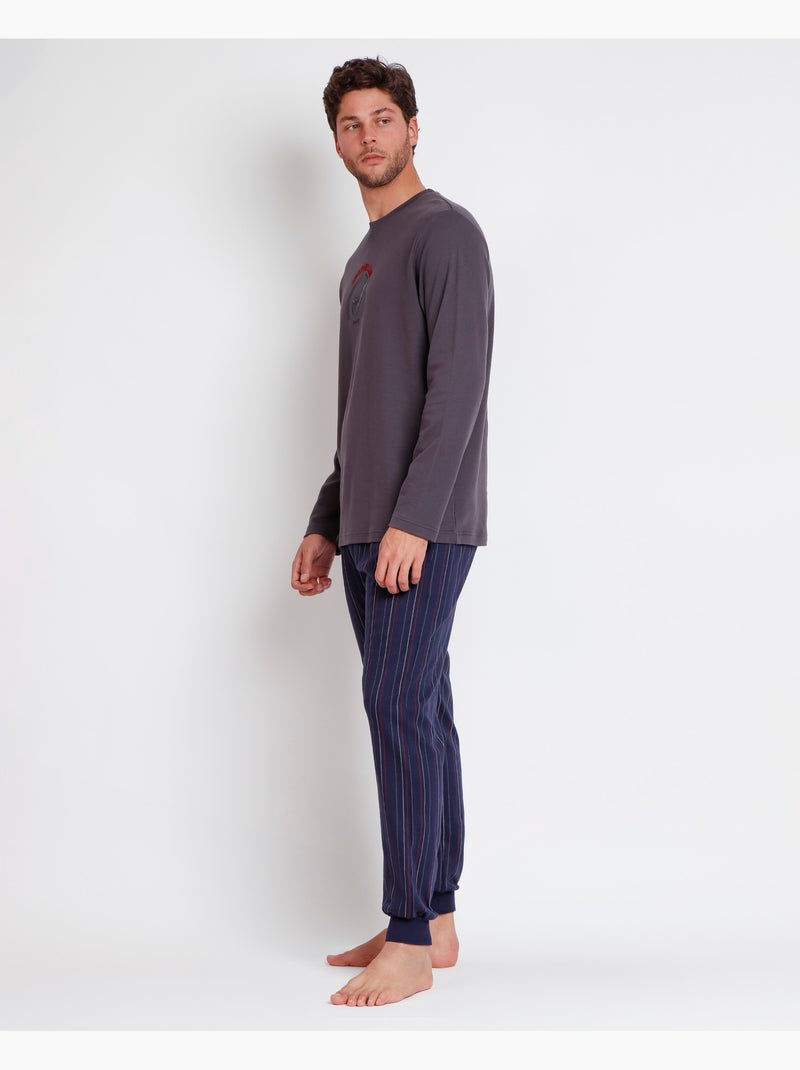ADMAS Gentlemen's Club Pigiama a maniche lunghe per uomo Grigio scuro - Kiabi