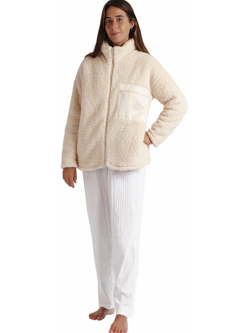 ADMAS HOME Accappatoio caldo da donna a maniche lunghe e morbido Beige - Kiabi