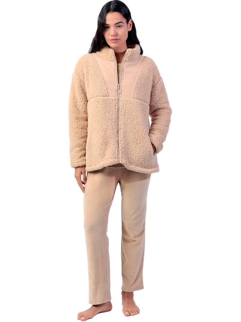 ADMAS HOME Adm Home Vestaglia calda a maniche lunghe da donna Beige - Kiabi