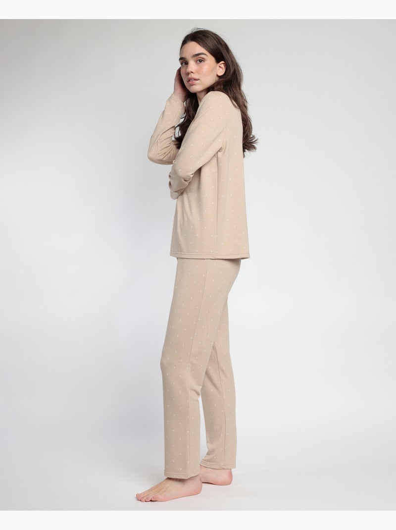 ADMAS HOME Pigiama a maniche lunghe Moons da donna Beige - Kiabi