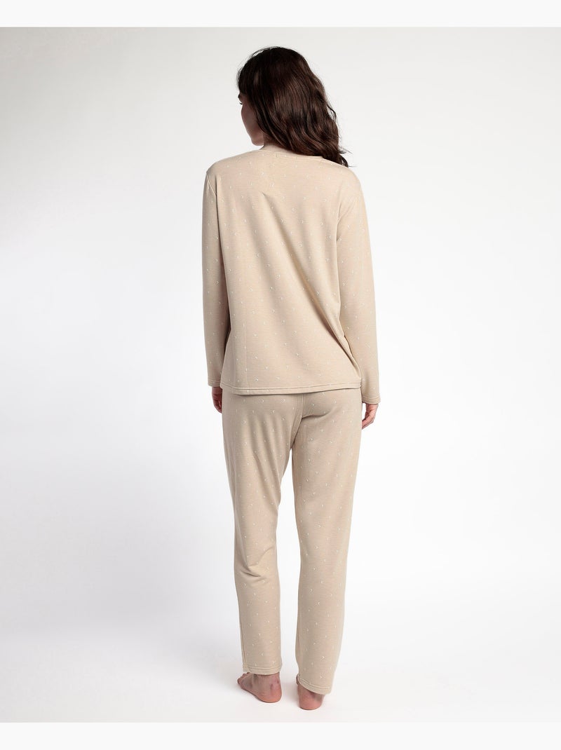 ADMAS HOME Pigiama a maniche lunghe Moons da donna Beige - Kiabi