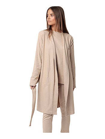 ADMAS HOME Vestaglia a maniche lunghe a coste supersoft da donna