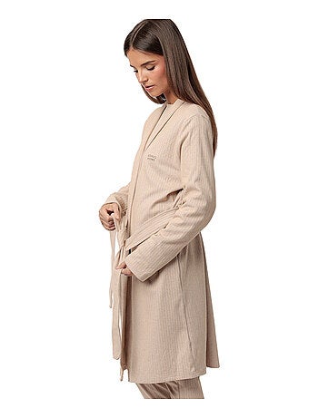 ADMAS HOME Vestaglia a maniche lunghe a coste supersoft da donna