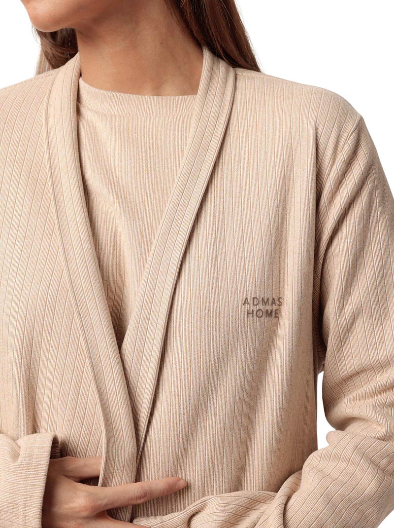 ADMAS HOME Vestaglia a maniche lunghe a coste supersoft da donna Marrone - Kiabi