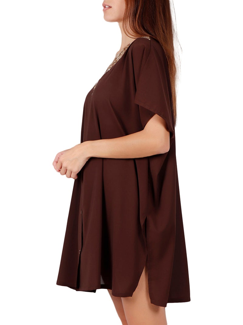 ADMAS Kafkano Abito con paillettes luminose per donna Marrone cioccolato - Kiabi