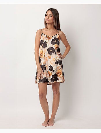 ADMAS LUXURY Canotta da donna in raso con spalline di lusso Fiori