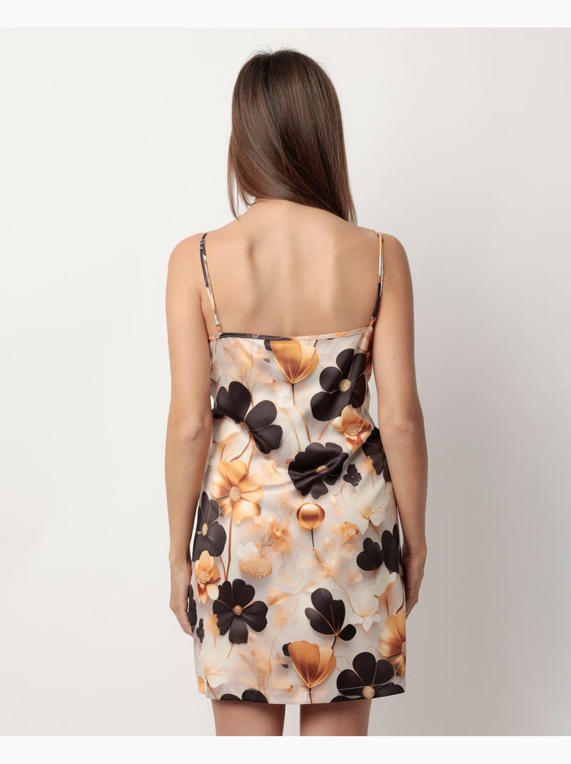 ADMAS LUXURY Canotta da donna in raso con spalline di lusso Fiori Oro - Kiabi