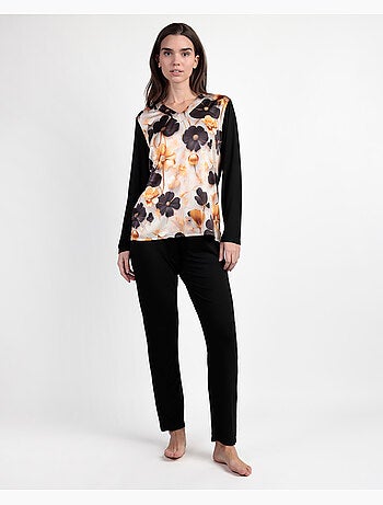 ADMAS LUXURY Pigiama a maniche lunghe da donna con fiori di lusso