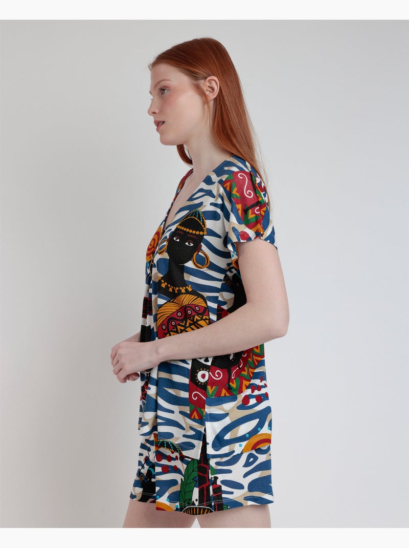 ADMAS LUXURY Pigiama africano di lusso a maniche lunghe da donna Multicolore - Kiabi