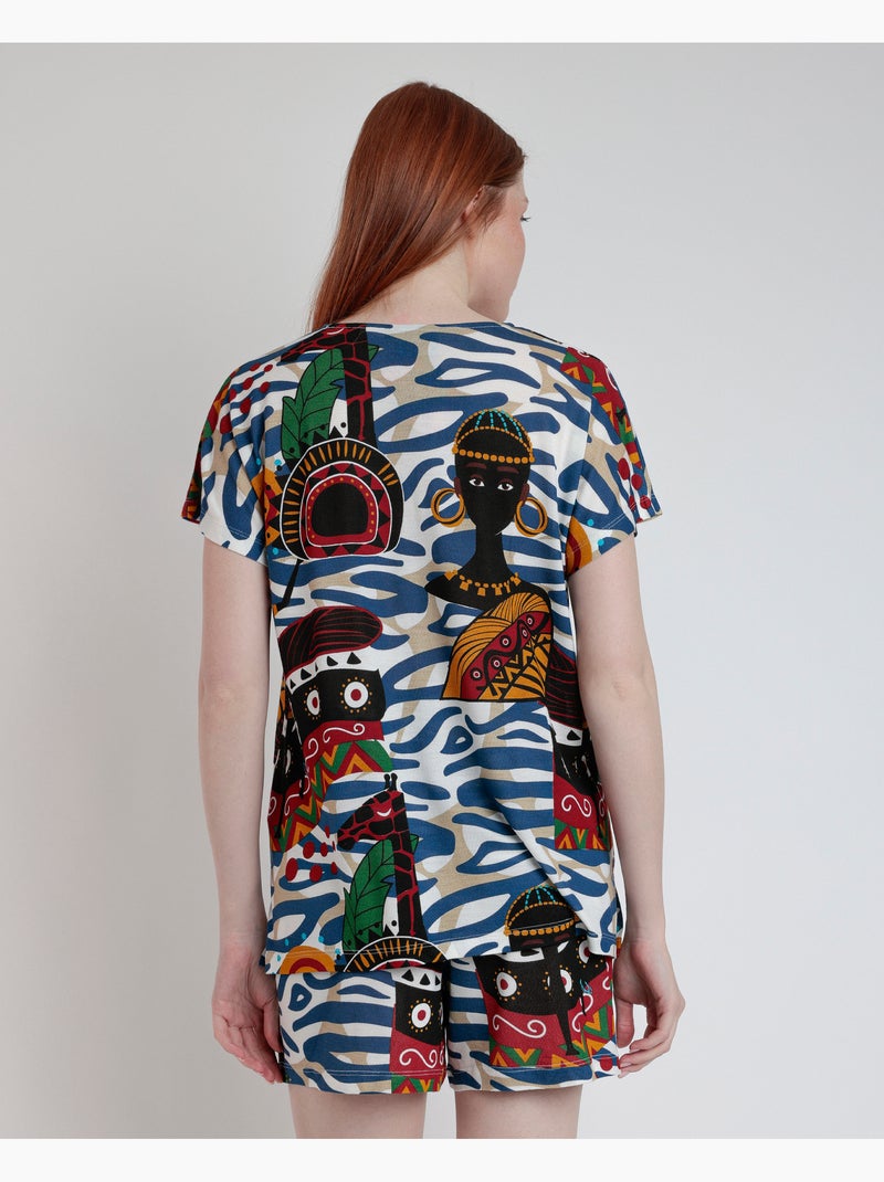 ADMAS LUXURY Pigiama africano di lusso a maniche lunghe da donna Multicolore - Kiabi