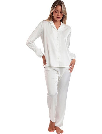 ADMAS LUXURY Pigiama aperto a maniche lunghe Marabu Luxe da donna con piume