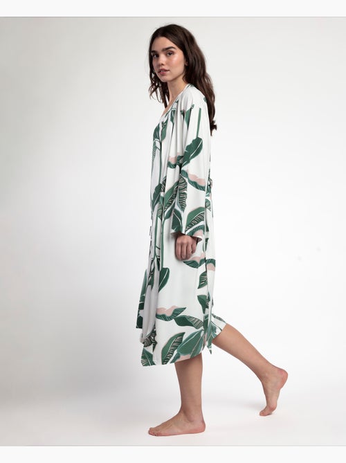 ADMAS LUXURY Vestaglia da donna in popeline a maniche lunghe con foglie di lusso - Kiabi ADMAS LUXURY Vestaglia da donna in popeline a maniche lunghe con foglie di lusso - Kiabi