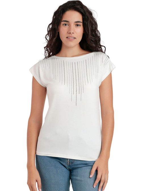 ADMAS T-shirt a maniche corte con pietre frontali da donna - Kiabi