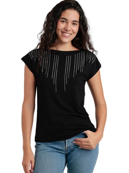 ADMAS T-shirt a maniche corte con pietre frontali da donna - Kiabi