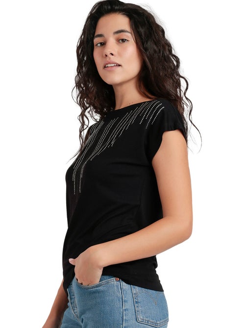ADMAS T-shirt a maniche corte con pietre frontali da donna - Kiabi